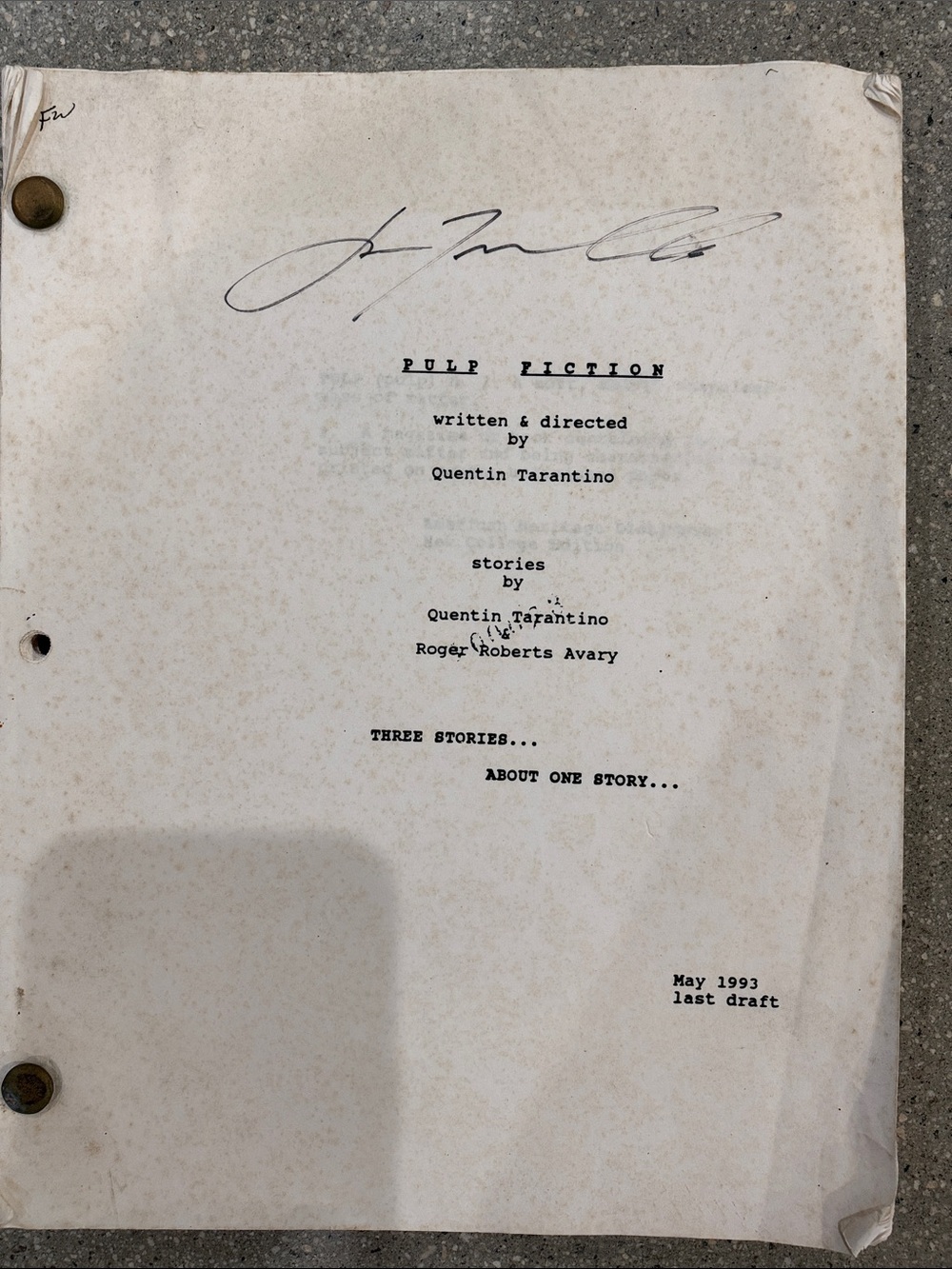 Pulp Fiction script signed by John Travolta